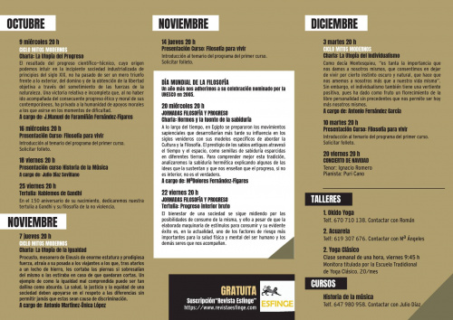 Programa de actividades de otoño: octubre, noviembre y diciembre.